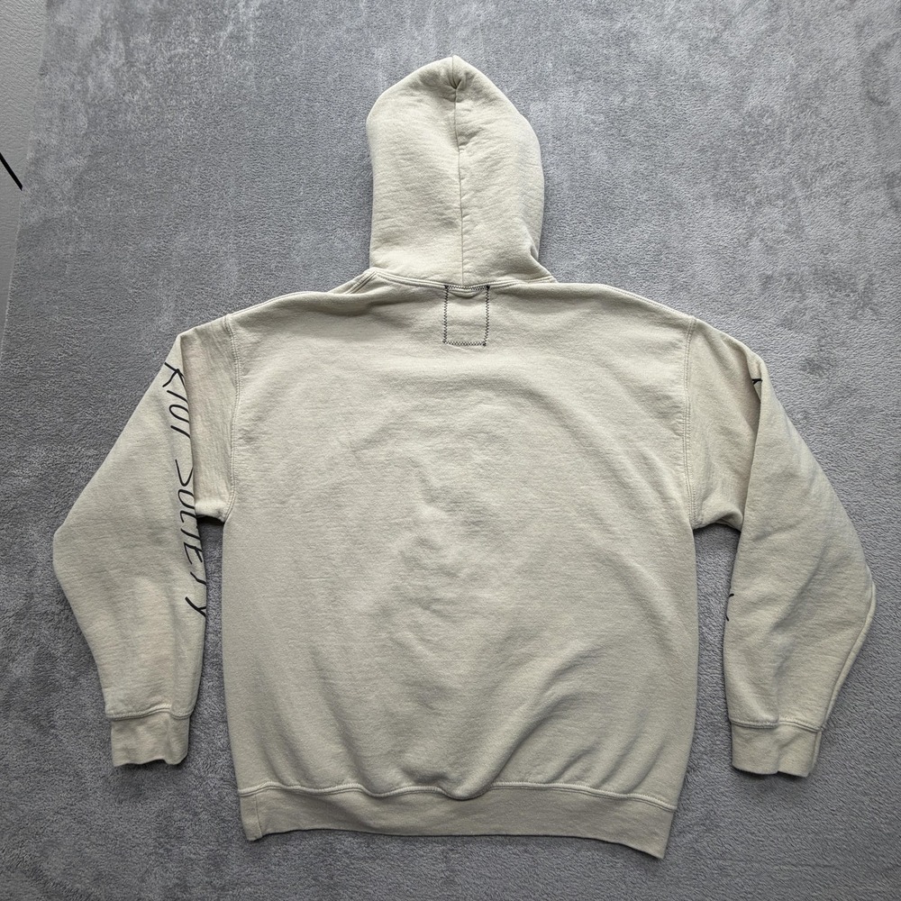 Riot Society Hoodie Mens Large Beige Fleece Sweatshirt Grim Reaper Skull Graphic - Picture 9 of 9